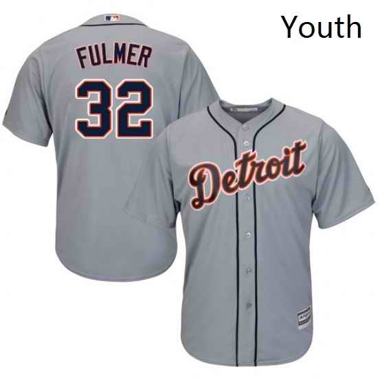 Youth Majestic Detroit Tigers 32 Michael Fulmer Replica Grey Road Cool Base MLB Jersey